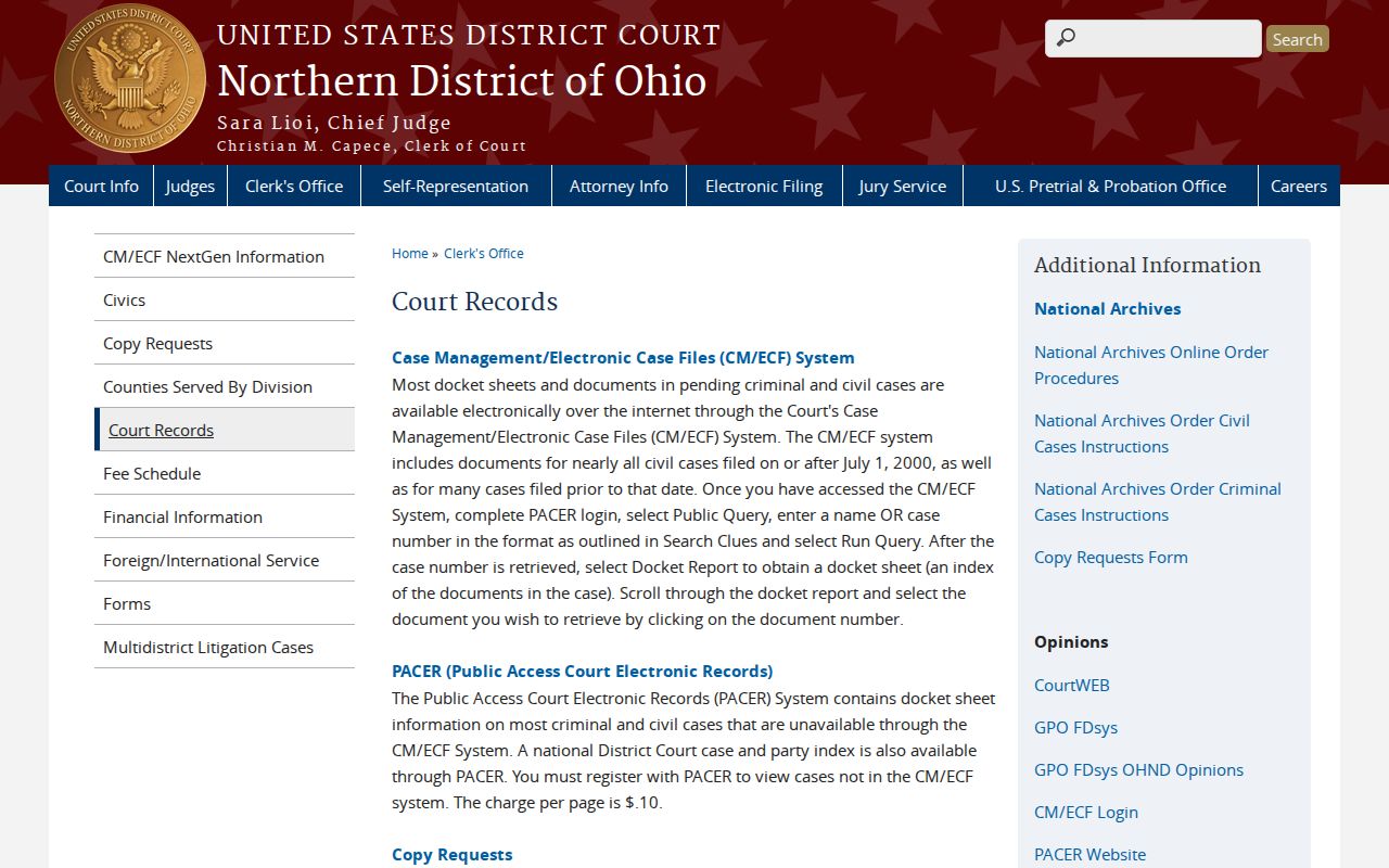 Garfield Heights resident lookup Northern District court records source